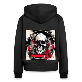 Totenschädel Tattoo Heavy Metal Rocker - Frauen Premium Bio Zip Hoodie - Schwarz - Hinten - Julia (174cm)
