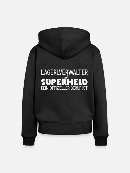 Lagerverwalter Superheld - Frauen Premium Bio Zip Hoodie - Schwarz