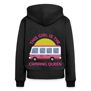 This Girl is the Camping Queen Motorhome - Women's Premium Organic Zip Hoodie - black - Back - Julia (174cm)