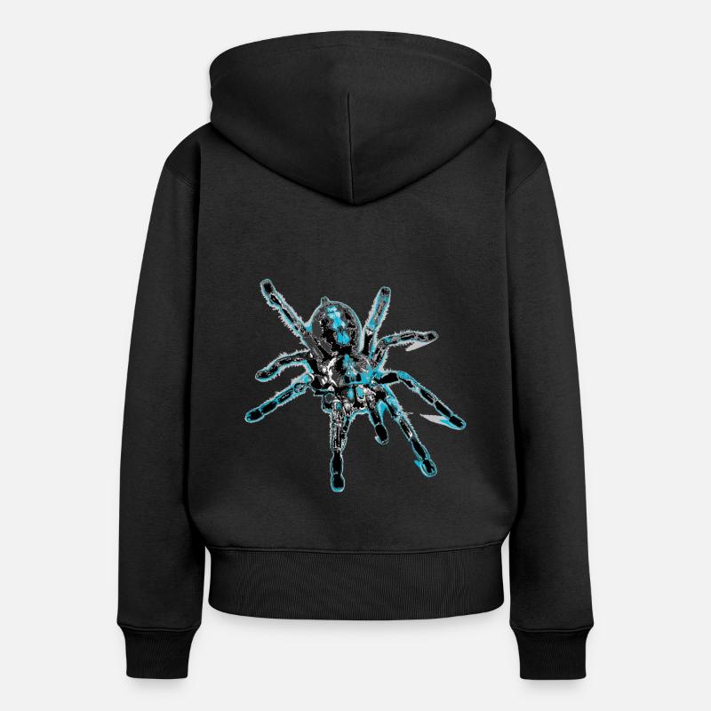 Araignée tigre bleu, araignée - Sweat à capuche zippé Premium bio Femme - noir