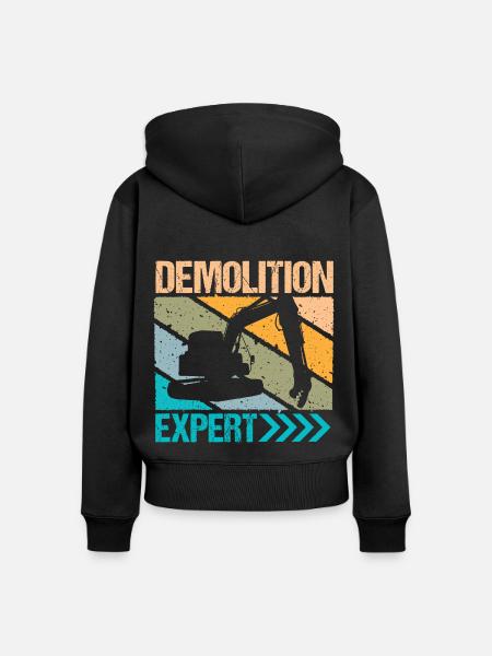Demolition Expert Baggerfahrer - Frauen Premium Bio Zip Hoodie - Schwarz