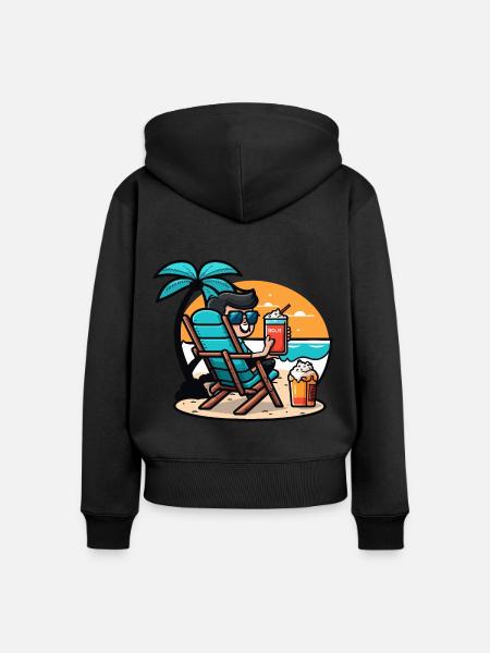 Entspannung am Strand - Frauen Premium Bio Zip Hoodie - Schwarz