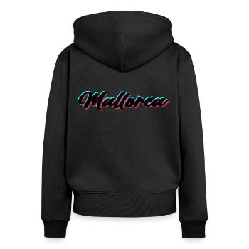 Mallorca - Frauen Premium Bio Zip Hoodie - Schwarz - Hinten - Julia (174cm)