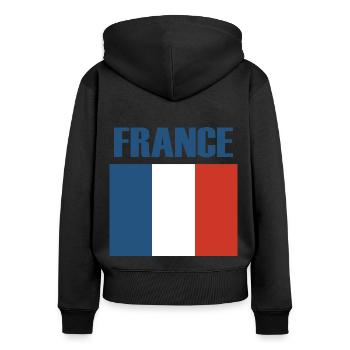France Drapeau français - Sweat à capuche zippé Premium bio Femme - noir - Dos - Julia (174cm)