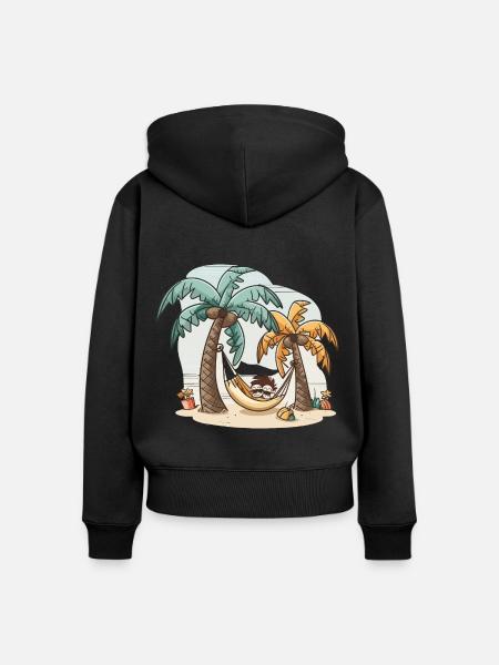 Der Entspannungs-Guru - Frauen Premium Bio Zip Hoodie - Schwarz