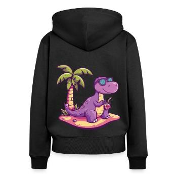 Dinosaurier brontosaurus Sommer - Frauen Premium Bio Zip Hoodie - Schwarz - Hinten - Julia (174cm)