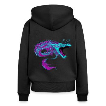 Drache chinesisch Fantasy - Frauen Premium Bio Zip Hoodie - Schwarz - Hinten - Julia (174cm)