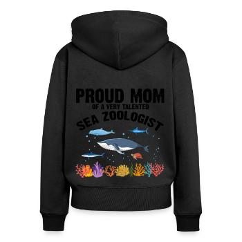 Proud Mama Ichthyologist Marine Biologist Ocean Sea - Women's Premium Organic Zip Hoodie - black - Back - Julia (174cm)