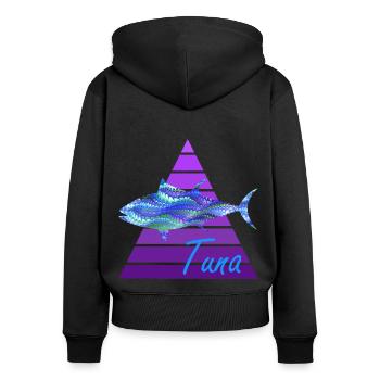 thon e 103 - Sweat à capuche zippé Premium bio Femme - noir - Dos - Julia (174cm)