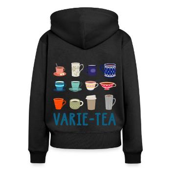 Varie-Tea Graphic Tea Drinker Cup Of Tea Brewing T - Frauen Premium Bio Zip Hoodie - Schwarz - Hinten - Julia (174cm)