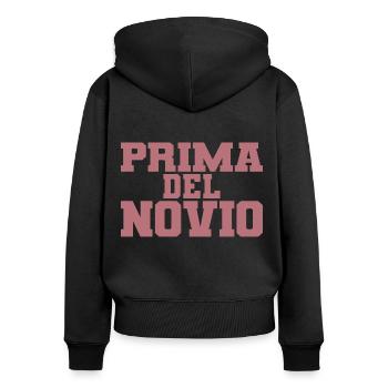 Prima del Novio Groom's Cousin Women Wedding Gift - Women's Premium Organic Zip Hoodie - black - Back - Julia (174cm)