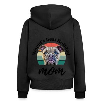 LA MEILLEURE MAMAN BOULEDOGUE DU MONDE ... Chien Chien Bulldog - Sweat à capuche zippé Premium bio Femme - noir - Dos - Julia (174cm)