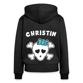 Pirate Christin Design pour les filles et les femmes - Sweat à capuche zippé Premium bio Femme - noir - Dos - Julia (174cm)