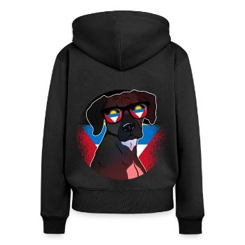 Antigua et Barbuda - Sweat à capuche zippé Premium bio Femme - noir - Dos - Julia (174cm)