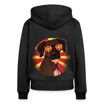 Macédoine du Nord - Sweat à capuche zippé Premium bio Femme - noir - Dos - Julia (174cm)