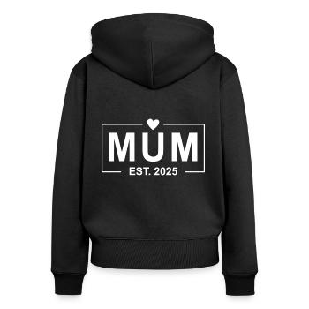 Mama Est 2025 - Frauen Premium Bio Zip Hoodie - Schwarz - Hinten - Julia (174cm)