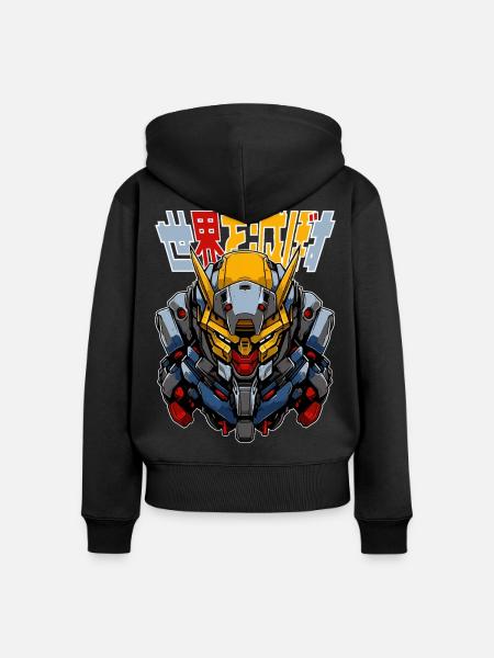 Anime Roboter! - Frauen Premium Bio Zip Hoodie - Schwarz