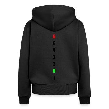Retro Graphic Motorcycle Rider Motorcyclist Biker - Frauen Premium Bio Zip Hoodie - Schwarz - Hinten - Julia (174cm)