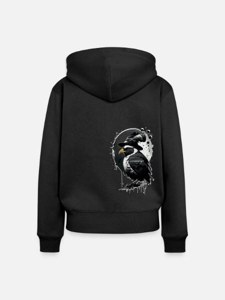 Vogel mit Hut - Frauen Premium Bio Zip Hoodie - Schwarz