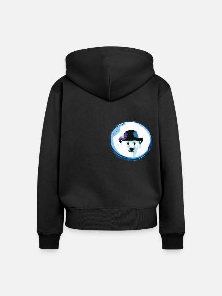 Eisbär mit Hut - Frauen Premium Bio Zip Hoodie - Schwarz