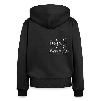 Inhale Exhale - Women's Premium Organic Zip Hoodie - black - Back - Julia (174cm)