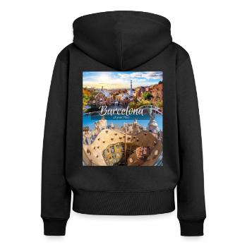 Villes célèbres, celebrity59 - Sweat à capuche zippé Premium bio Femme - noir - Dos - Julia (174cm)
