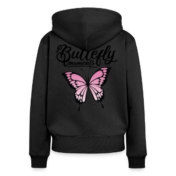 Papillon "moments" - Sweat à capuche zippé Premium bio Femme - noir - Dos - Julia (174cm)