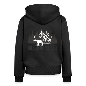 il n'y a pas de planète b - Sweat à capuche zippé Premium bio Femme - noir - Dos - Julia (174cm)