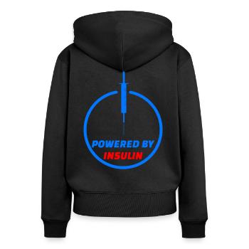 Diabetes Insulin Spruch - Frauen Premium Bio Zip Hoodie - Schwarz - Hinten - Julia (174cm)