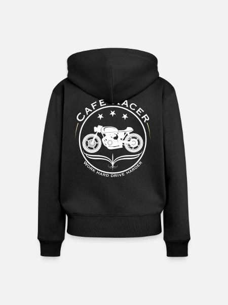 cafe racer - Frauen Premium Bio Zip Hoodie - Schwarz