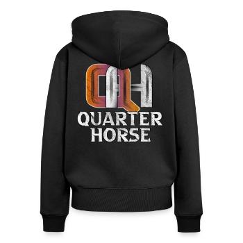 QH Quarter Horse Westernpferd Westernreiten - Frauen Premium Bio Zip Hoodie - Schwarz - Hinten - Julia (174cm)