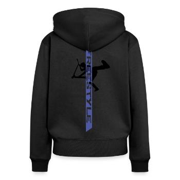 Freestyle 5 - Frauen Premium Bio Zip Hoodie - Schwarz - Hinten - Julia (174cm)
