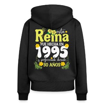 30 Jahre 1995 Vintage Retro Geburtstagsgeschenk - Frauen Premium Bio Zip Hoodie - Schwarz - Hinten - Julia (174cm)