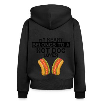 Mon cœur appartient au cadeau hot-dog lover - Sweat à capuche zippé Premium bio Femme - noir - Dos - Julia (174cm)