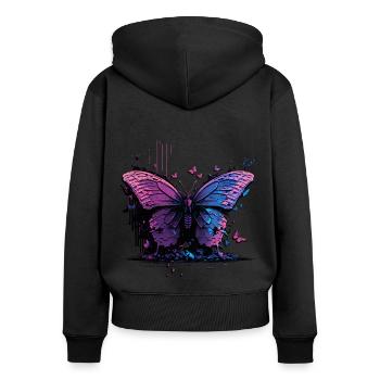 Schmetterling Schönheit Vaporwave - Frauen Premium Bio Zip Hoodie - Schwarz - Hinten - Julia (174cm)