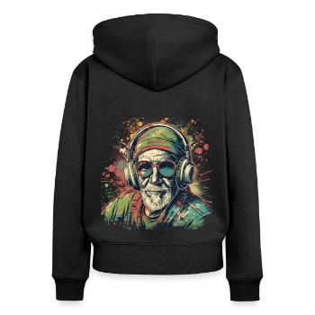 Cool guy with headphones in his prime - Women's Premium Organic Zip Hoodie - black - Back - Julia (174cm)