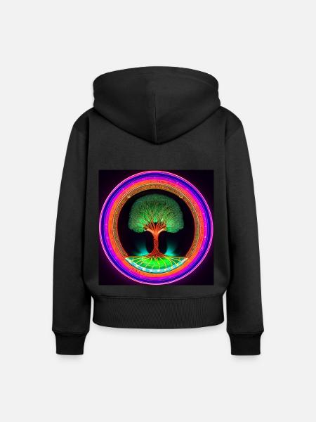 Lebensbaum Anhänger - Frauen Premium Bio Zip Hoodie - Schwarz