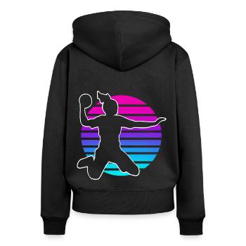 Handball Handball Joueur de handball féminin - Sweat à capuche zippé Premium bio Femme - noir - Dos - Julia (174cm)