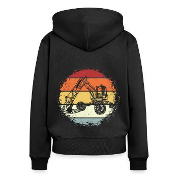 Bagger - Frauen Premium Bio Zip Hoodie - Schwarz - Hinten - Julia (174cm)