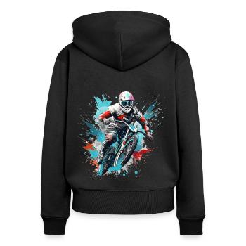 Rider de BMX - Sweat à capuche zippé Premium bio Femme - noir - Dos - Julia (174cm)