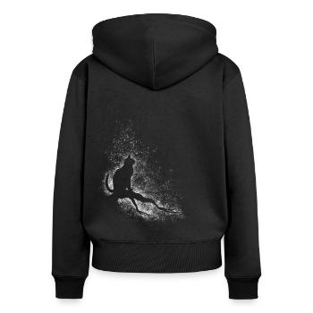 Katze und Sterne - Frauen Premium Bio Zip Hoodie - Schwarz - Hinten - Julia (174cm)