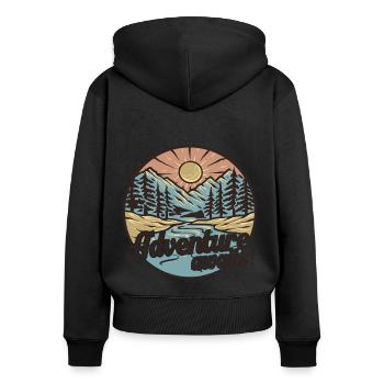L’aventure vous attend - Sweat à capuche zippé Premium bio Femme - noir - Dos - Julia (174cm)