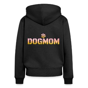 Dog Mom - Frauen Premium Bio Zip Hoodie - Schwarz - Hinten - Julia (174cm)