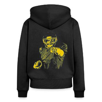 Yellow Blue Football Star Index Finger - Women's Premium Organic Zip Hoodie - black - Back - Julia (174cm)