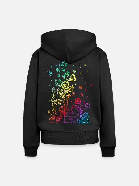 flower - Frauen Premium Bio Zip Hoodie - Schwarz