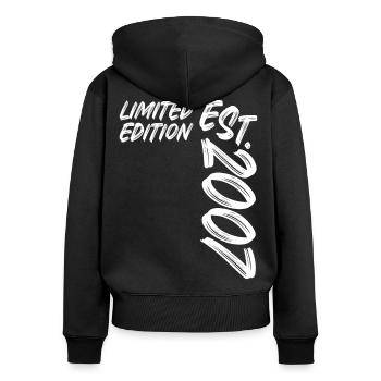 Limited Edition Est. 2007 - Frauen Premium Bio Zip Hoodie - Schwarz - Hinten - Julia (174cm)