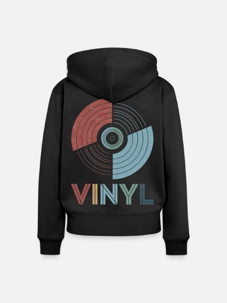 Vinyl Retro - Frauen Premium Bio Zip Hoodie - Schwarz