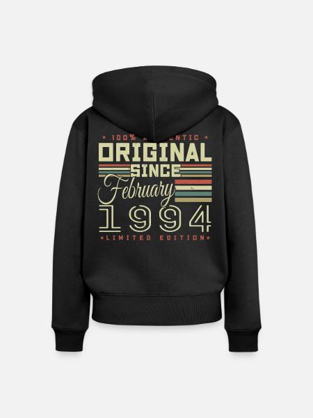 Großartig seit Februar 1994 - Frauen Premium Bio Zip Hoodie - Schwarz