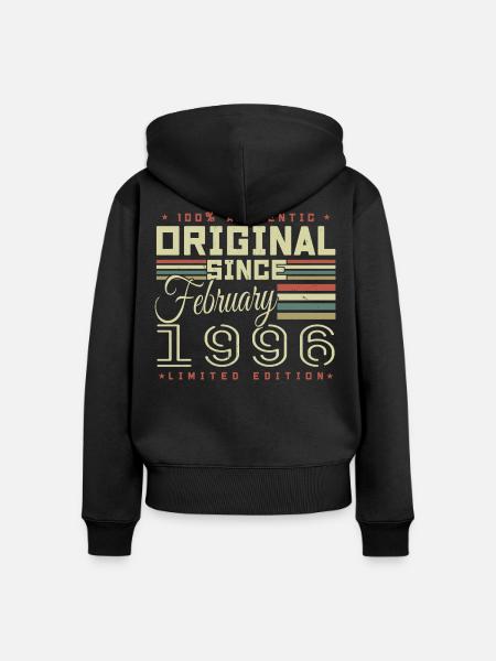 Großartig seit Februar 1996 - Frauen Premium Bio Zip Hoodie - Schwarz