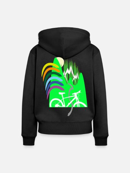 Fahrradpfad Berge Regenbogen - Frauen Premium Bio Zip Hoodie - Schwarz